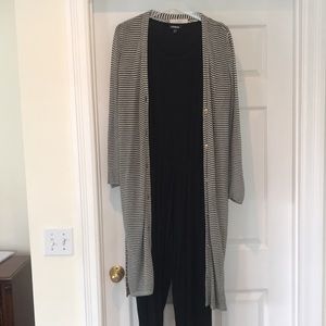 Express jumpsuit and loft sweater.  Combo!